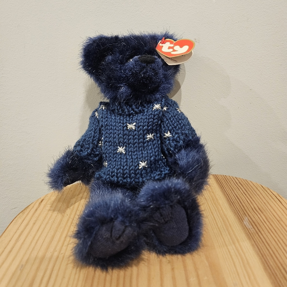 Ty Orion Plush Bear in Midnight Blue with Silver Stars